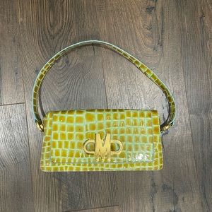 Moschino croc embossed patent leather purse